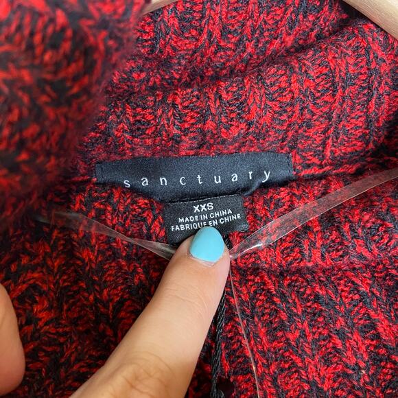 Sanctuary Red Black Chunky Knit Sweater XXS - Picture 4 of 7